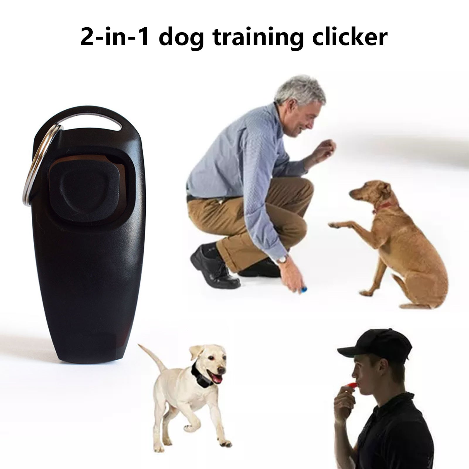 Pawfriends Dog Training Whistle Clicker Combo Stop Pet Barking Obedience Train Skills Black