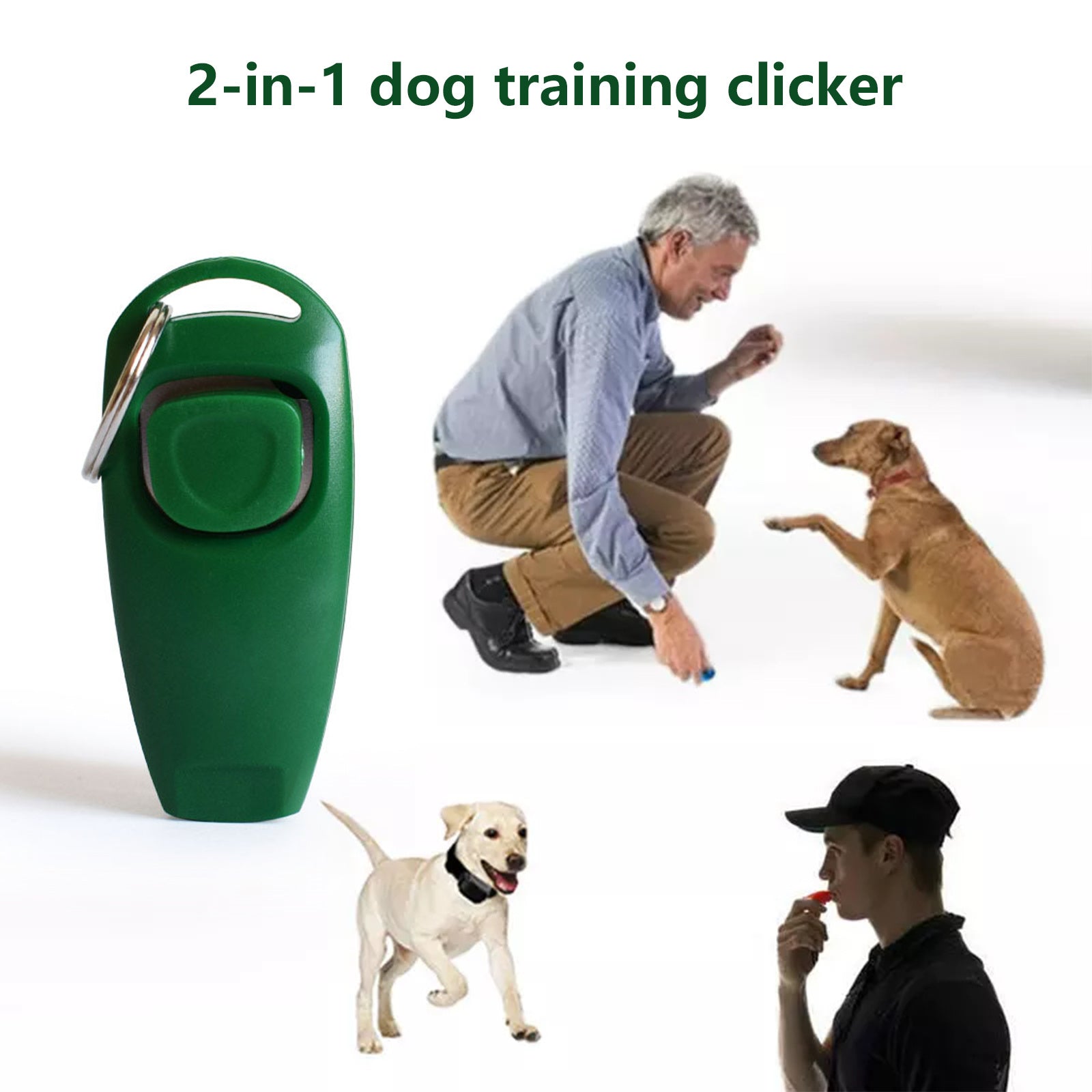 Pawfriends Pet Dog Puppy Training Obedience Whistle Clicker Ultrasonic Supersonic Green