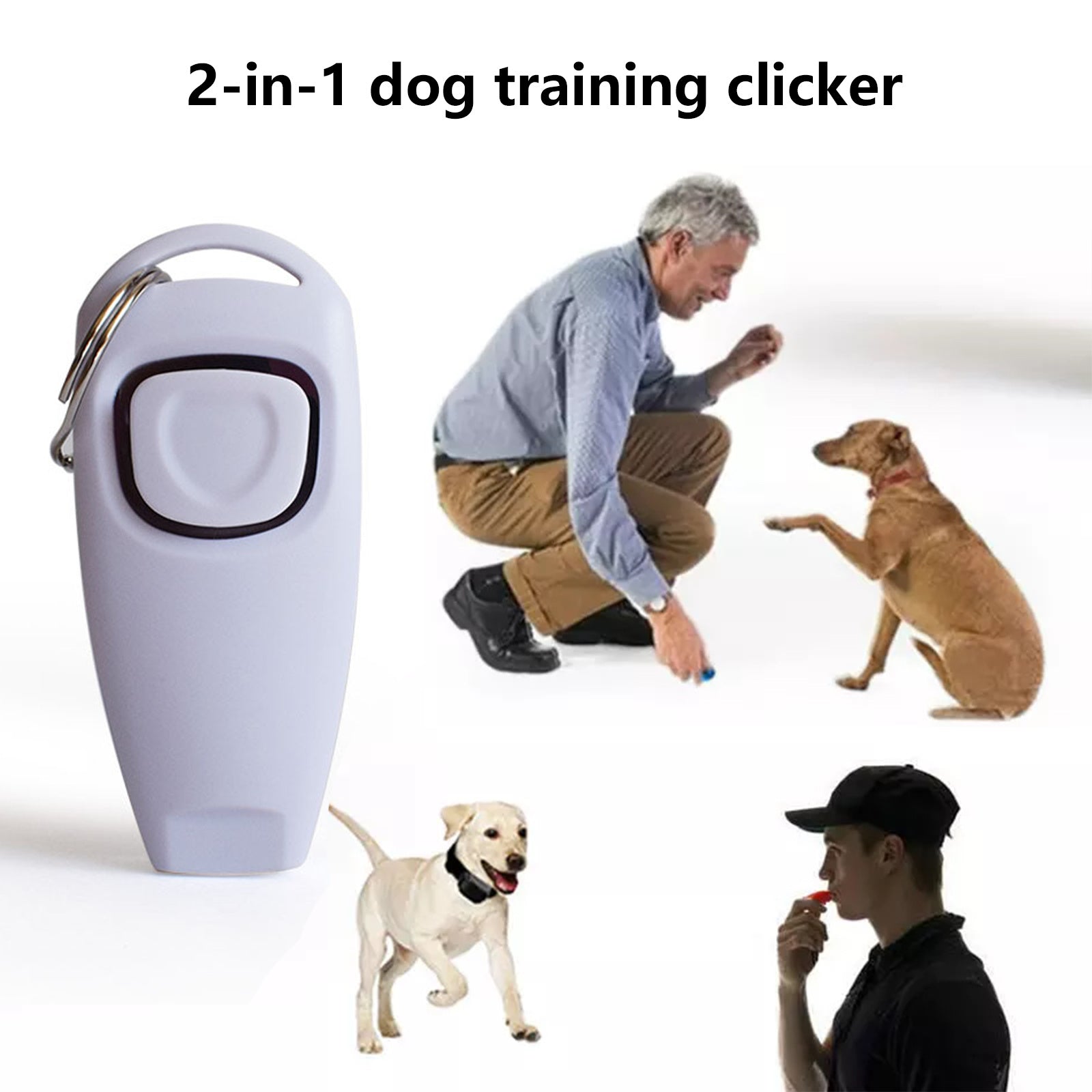 Pawfriends Combo Pet Dog Clicker Whistle Training Trainer Click Puppy Key Ring Equipment WH