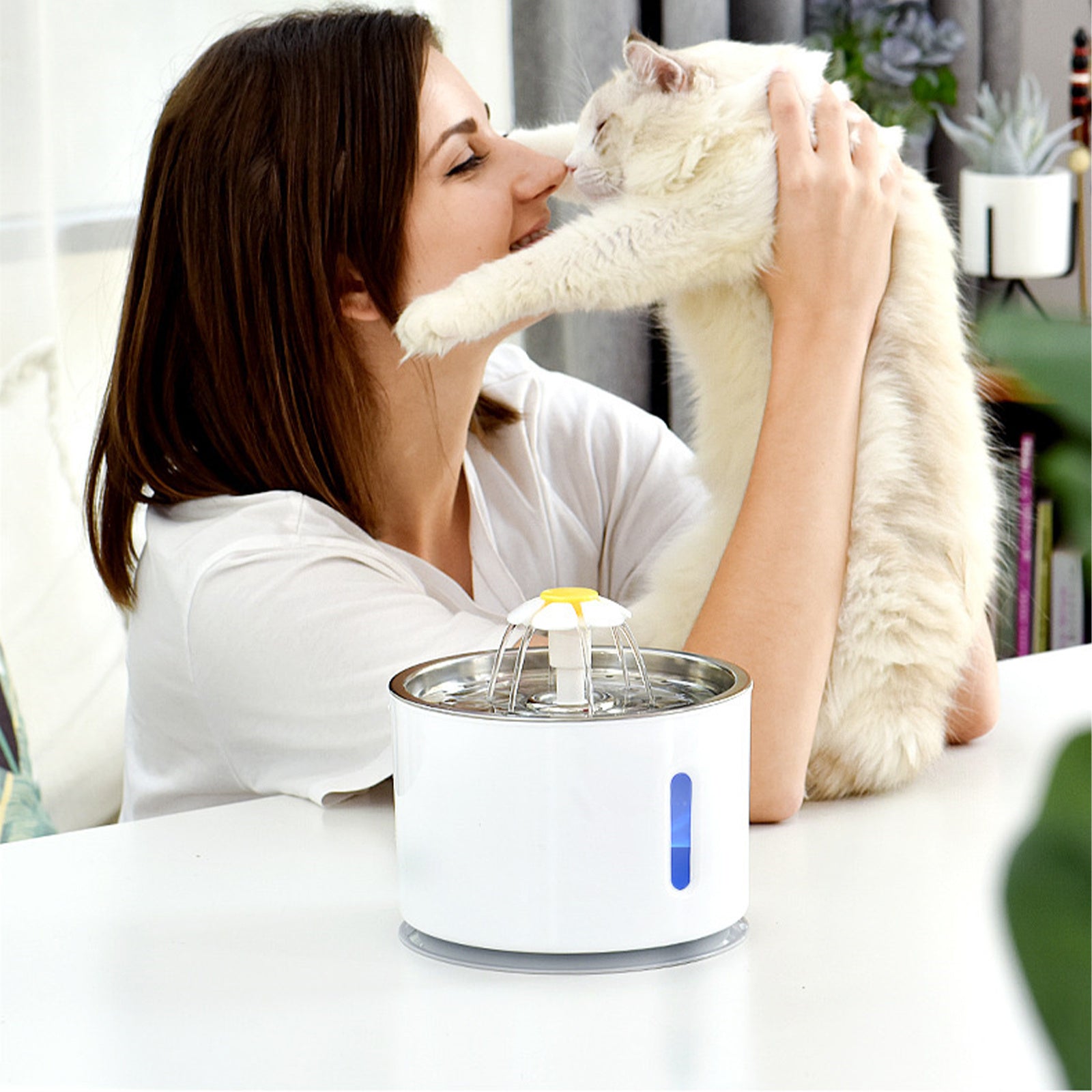 Pawfriends LED USB Automatic Electric Pet Water Fountain Cat Dog Drinking Dispenser Filter