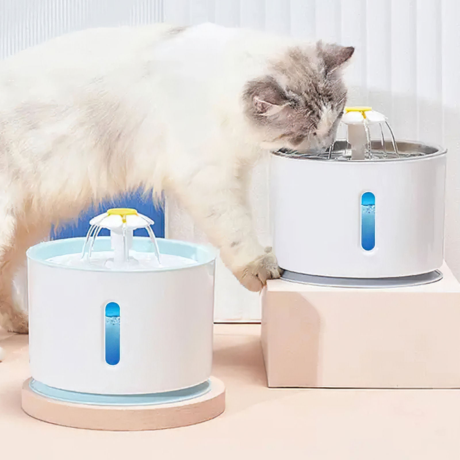 Pawfriends LED USB Automatic Electric Pet Water Fountain Cat Dog Drinking Dispenser Filter