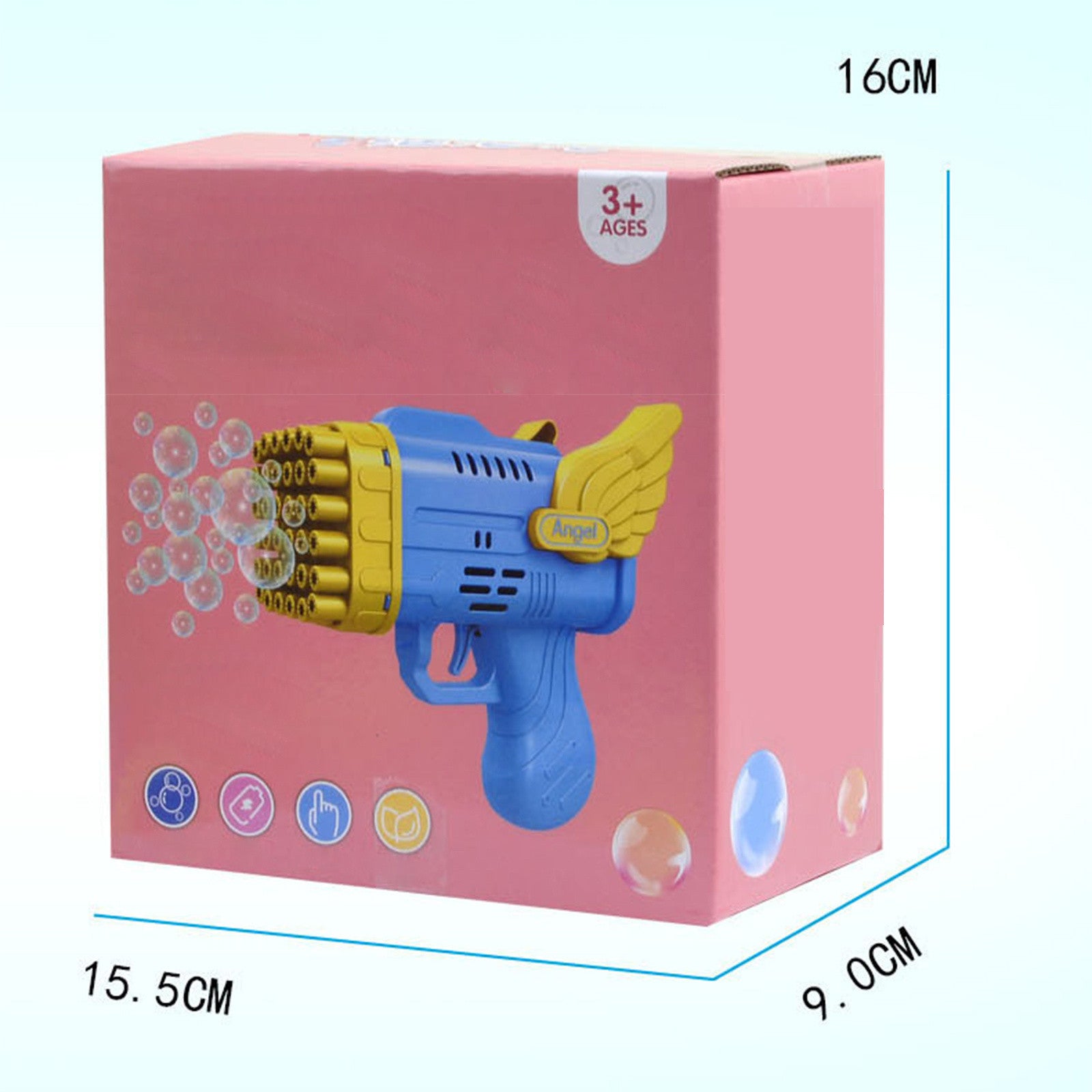 Bubblerainbow 42 Hole Angel Wing Automatic Bubble Blowing Lovely Bubble Gun Launcher Toy Pink