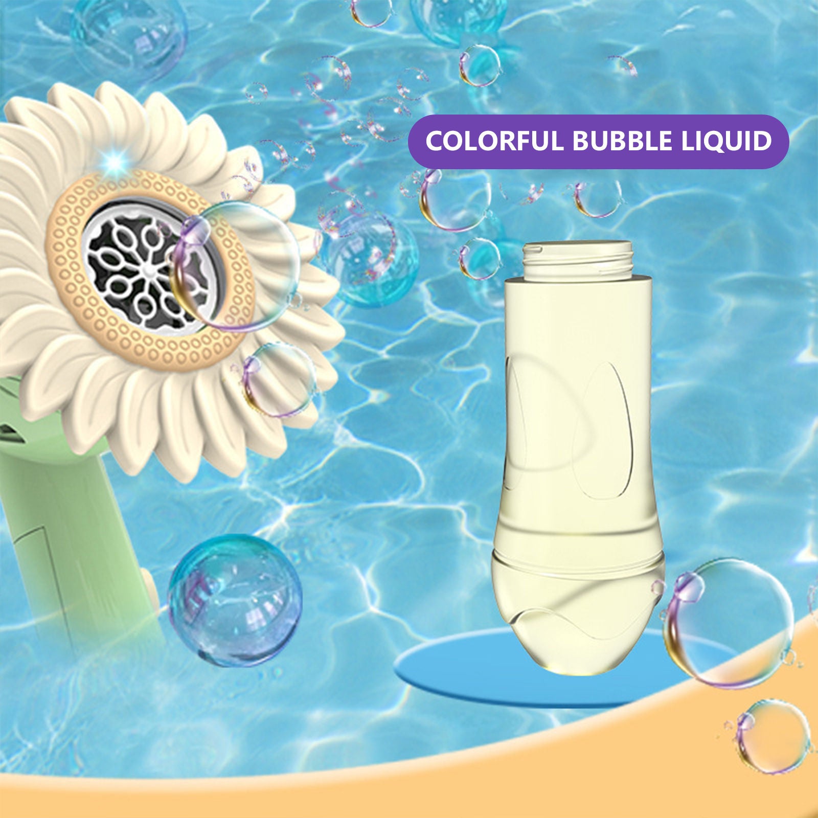 Bubblerainbow Sunflower Bubble Machine Handheld Water Bubble Machine Kids Summer Toys