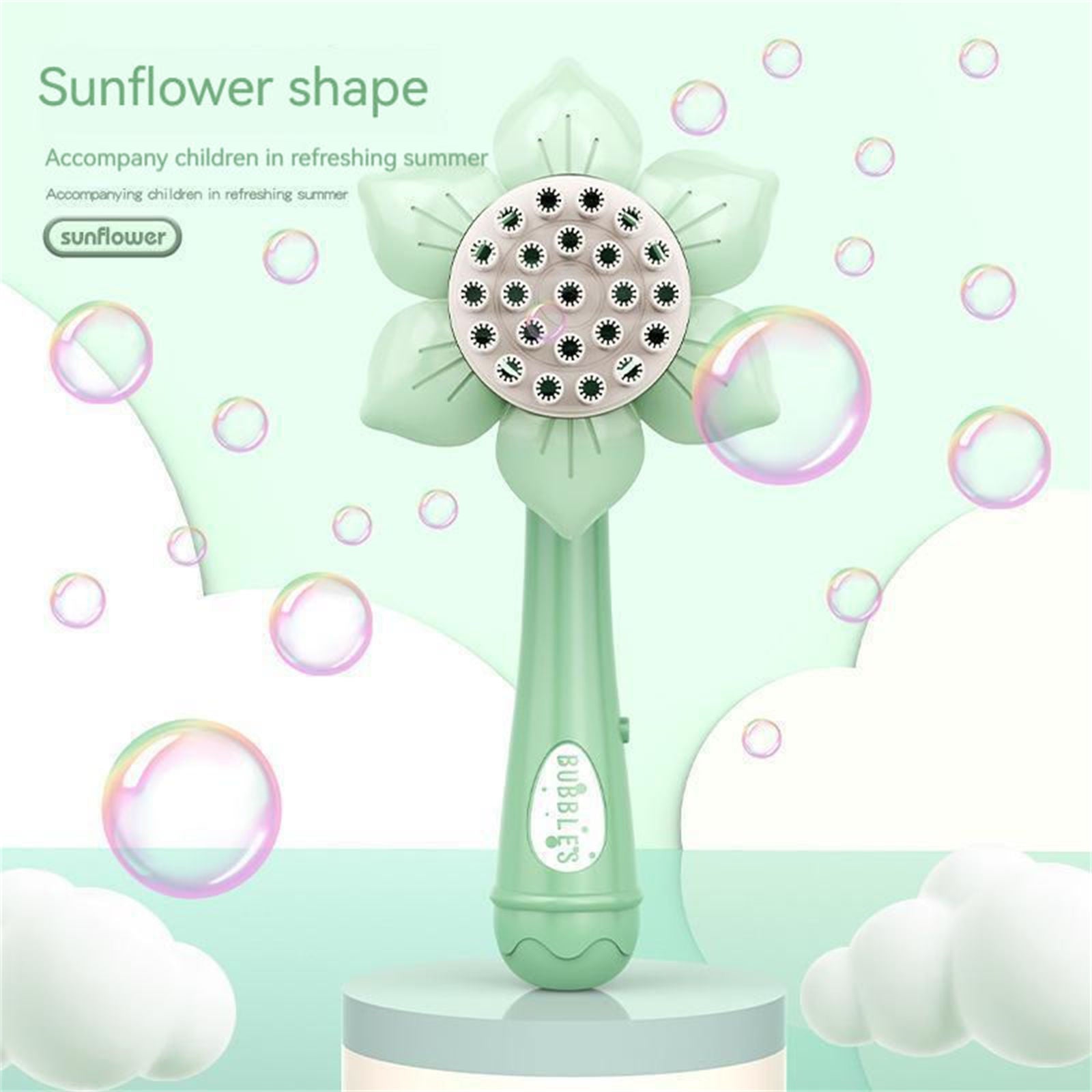 Bubblerainbow Bubble Gun Toy Sunflower Stick Flower Shower Machine 23 Hole Children Toy Green
