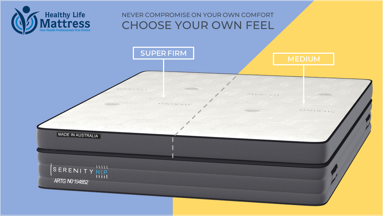 Serenity King Split Feel Mattress – One Side Super Firm / Other Side Medium