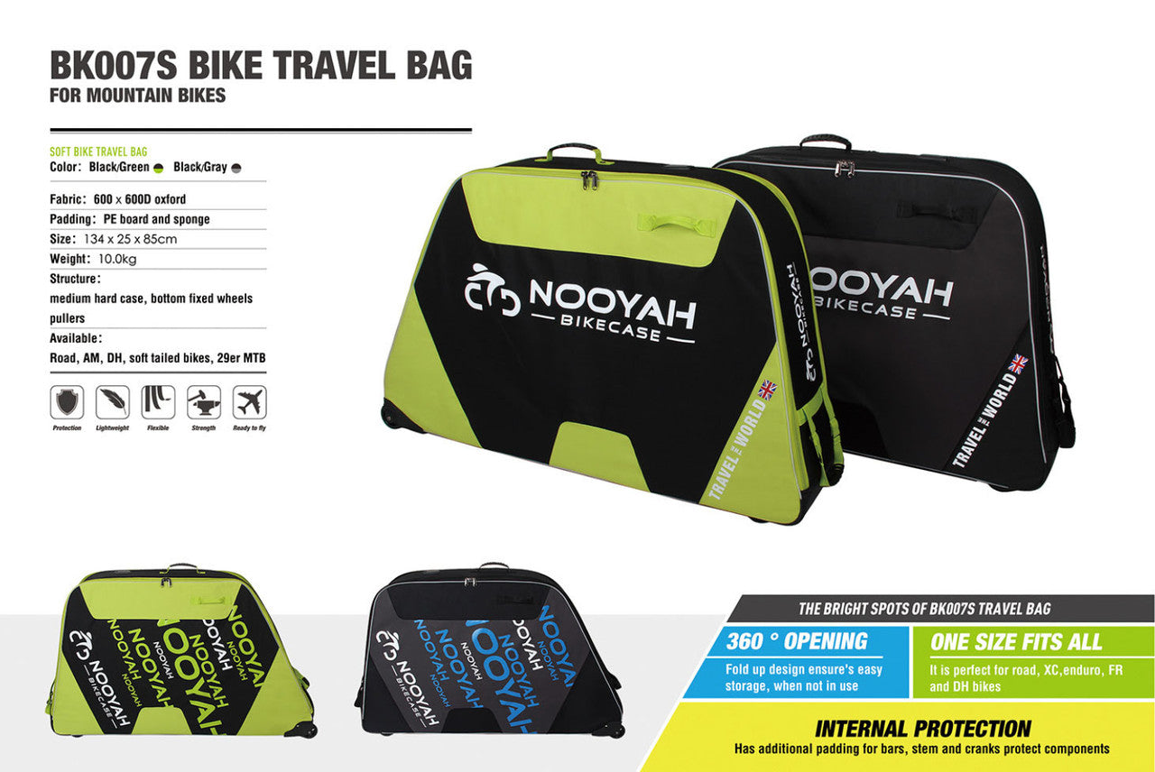 NOOYAH Bike GREY Travel Case Bike Bag Shell EVA Tough material MTB Mountain Bike Road Bike TT 700c Gravel Bike Ebike 29er etc - BK007S