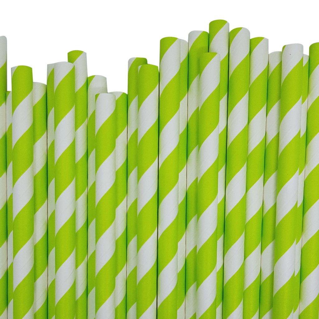 50 Pack Green White Drinking Straws Biodegradable Eco Paper Birthday Party Event Bistro Bar Cafe Take Away