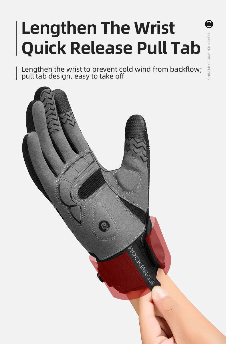 MTB Heated Gloves Large for Mountain Road Bike Breathable Winter Autumn Cycling Camping Running Outdoor Sport Rockbros