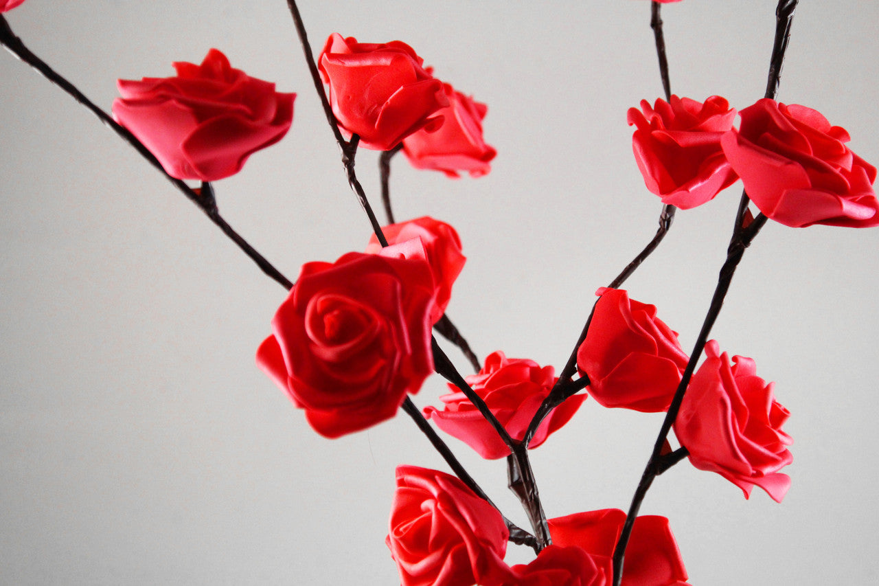 1 Set of 50cm H 20 LED Red Rose Tree Branch Stem Fairy Light Wedding Event Party Function Table Vase Centrepiece Decoration