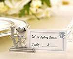 Wedding Name Card Place Stand Silver LOVE Letters - Wedding Anniversary or Engagement Party 10 pack