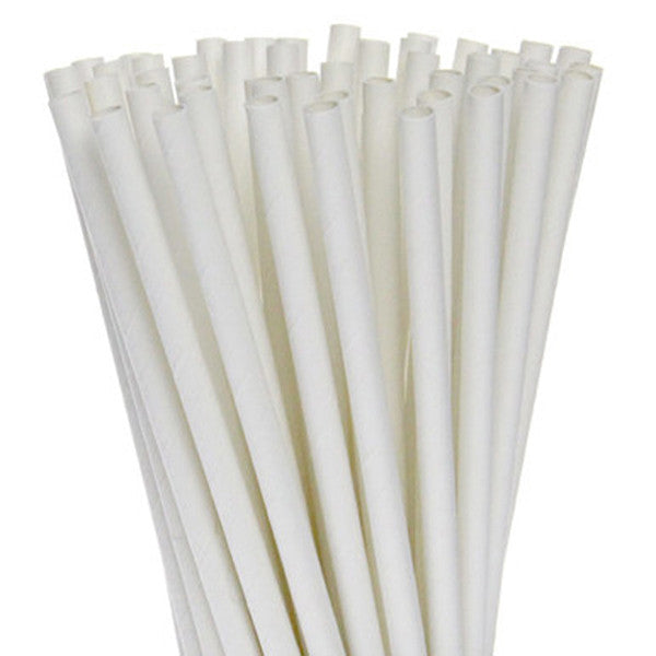 200 Pack White Drinking Straws Biodegradable Eco Paper Birthday Party Event Bistro Bar Cafe Take Away