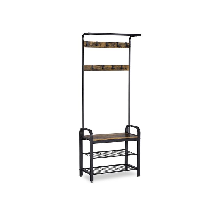 VASAGLE Industrial Coat Rack with Bench for Entryway