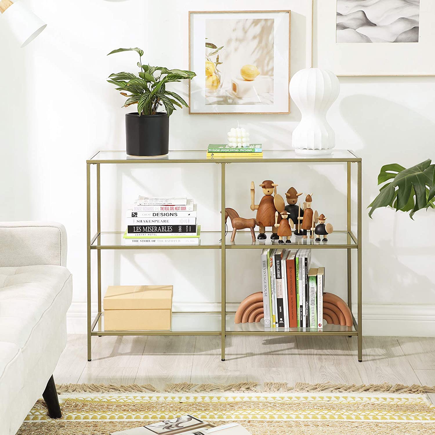 VASAGLE Sofa Console Table with 3 Shelves