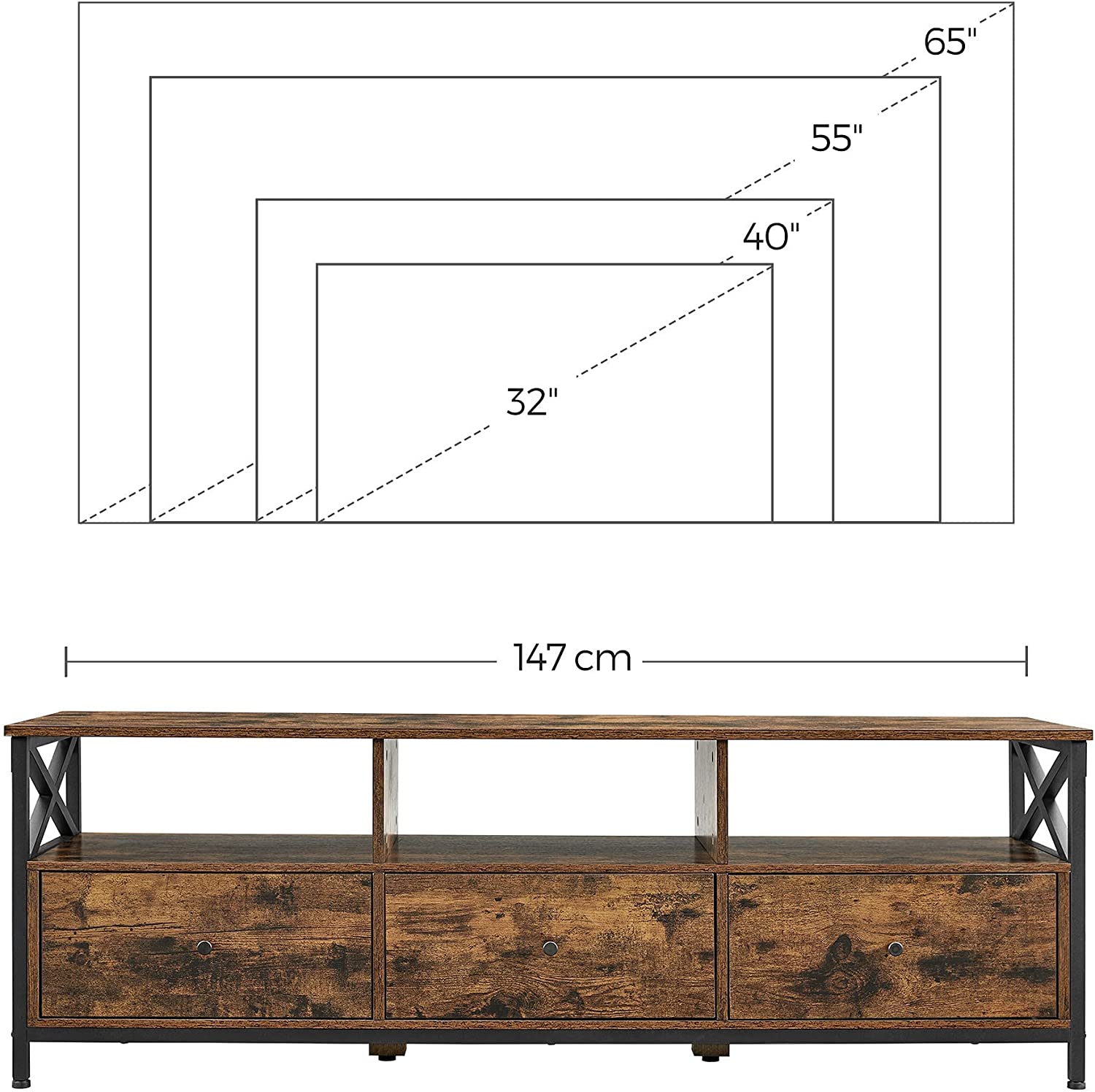 VASAGLE TV Stand Cabinet 147 x 40 x 50 cm