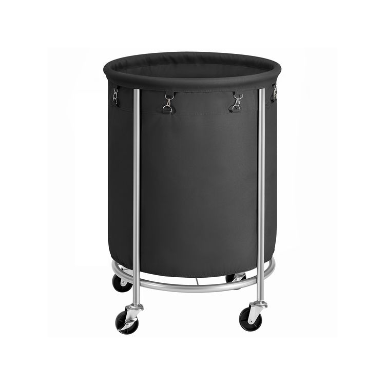 SONGMICS Laundry Basket with Wheels Black