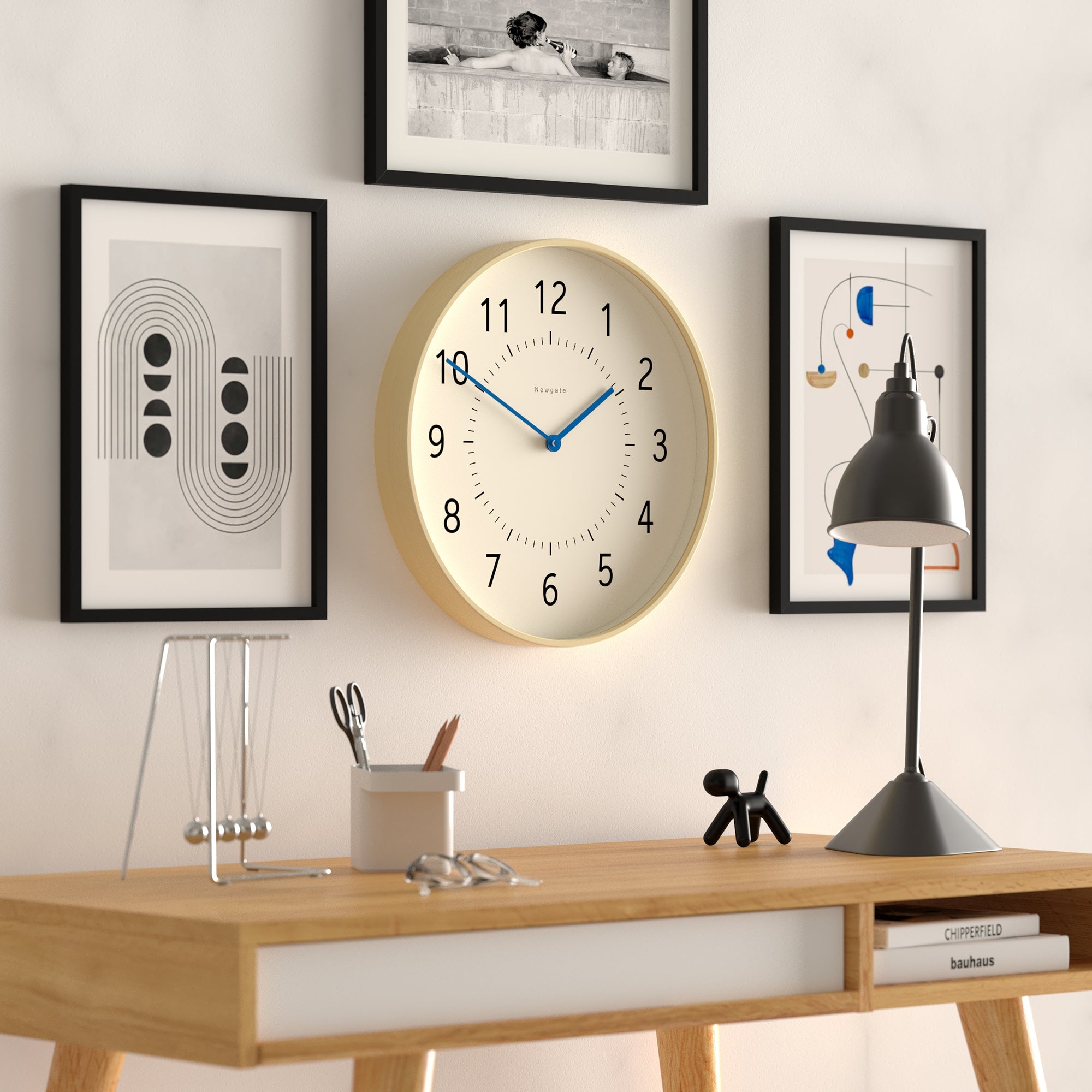 Newgate Monopoly Plywood Wall Clock With Blue Hands