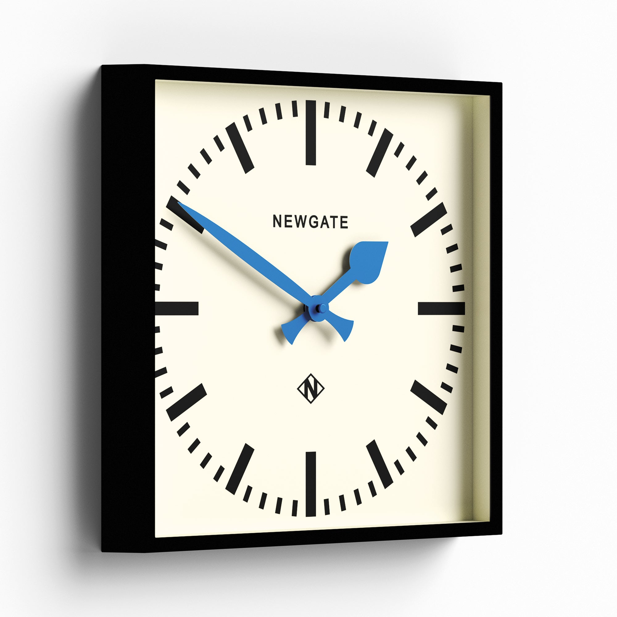 Newgate Number Five Wall Clock Black Blue Hands