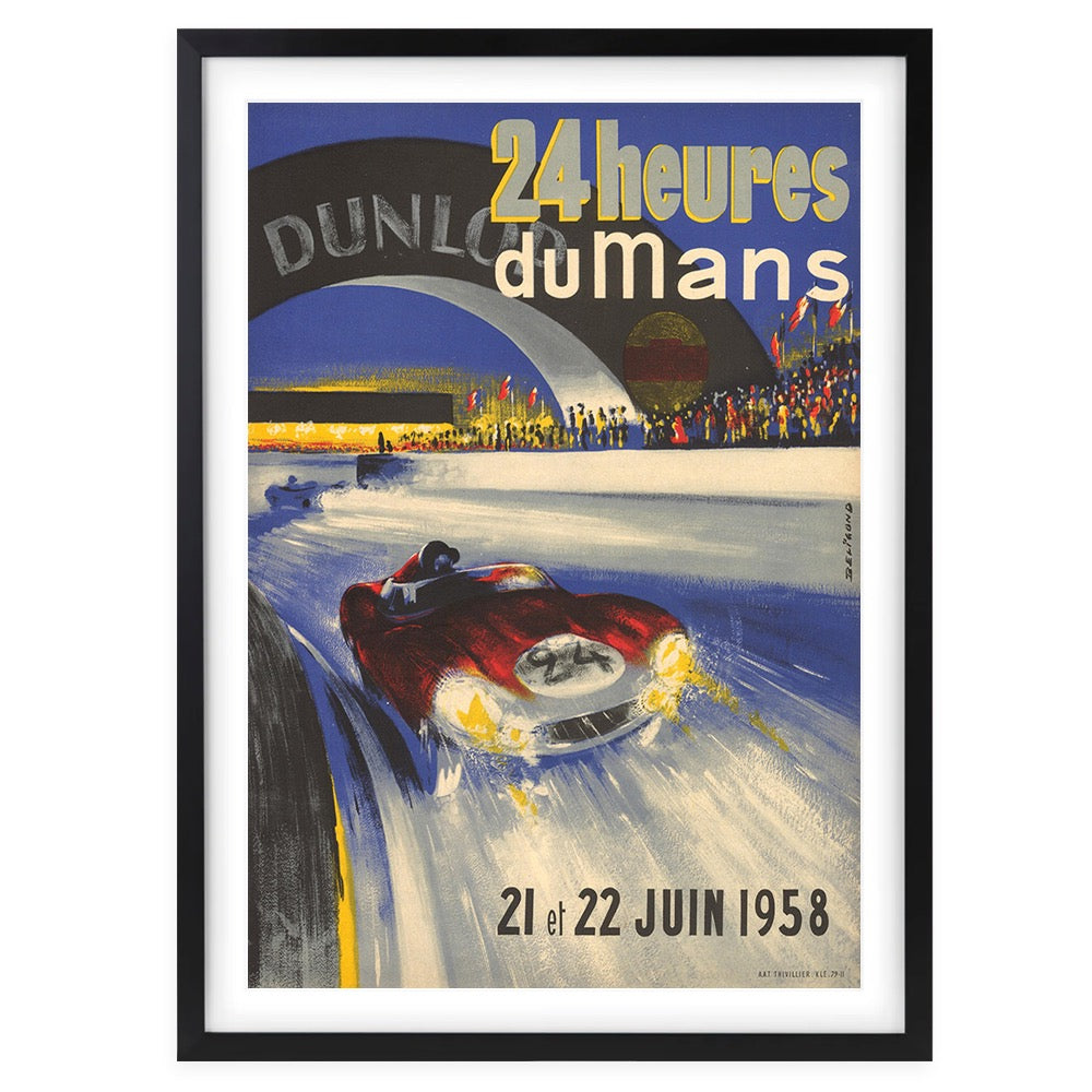 Wall Art's 24 Heures Du Le Mans 1958 Large 105cm x 81cm Framed A1 Art Print