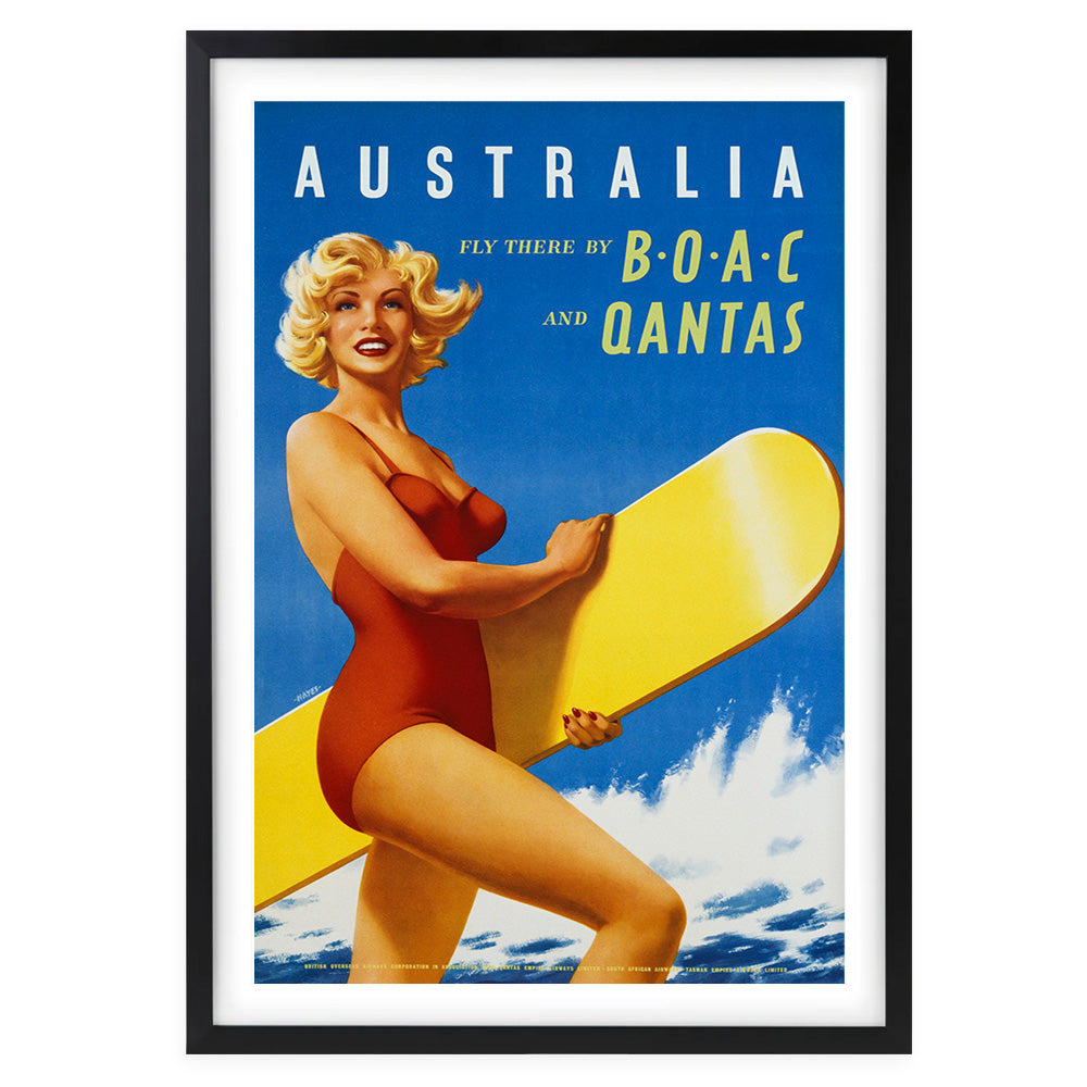 Wall Art's Australia Boac Qantas Large 105cm x 81cm Framed A1 Art Print