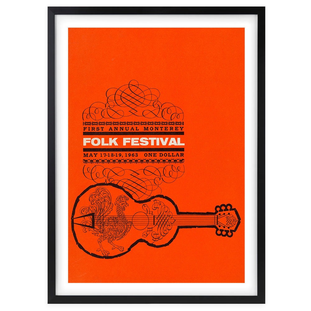 Wall Art's Bob Dylan - Monterey Folk Festival - 1963 Large 105cm x 81cm Framed A1 Art Print