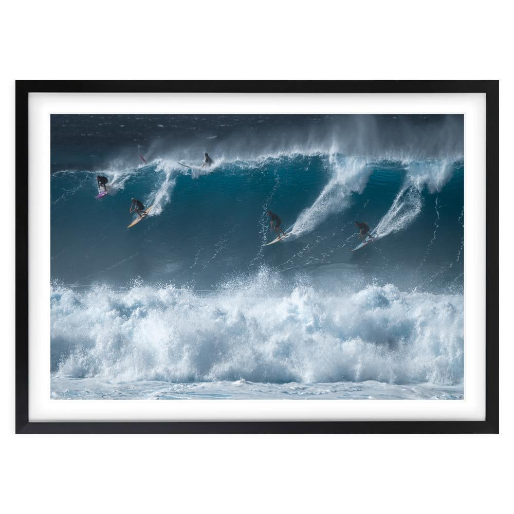 Wall Art's Big Wave Surfers Large 105cm x 81cm Framed A1 Art Print