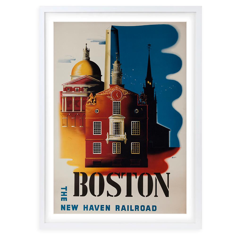 Wall Art's Boston New Haven Railroad Large 105cm x 81cm Framed A1 Art Print