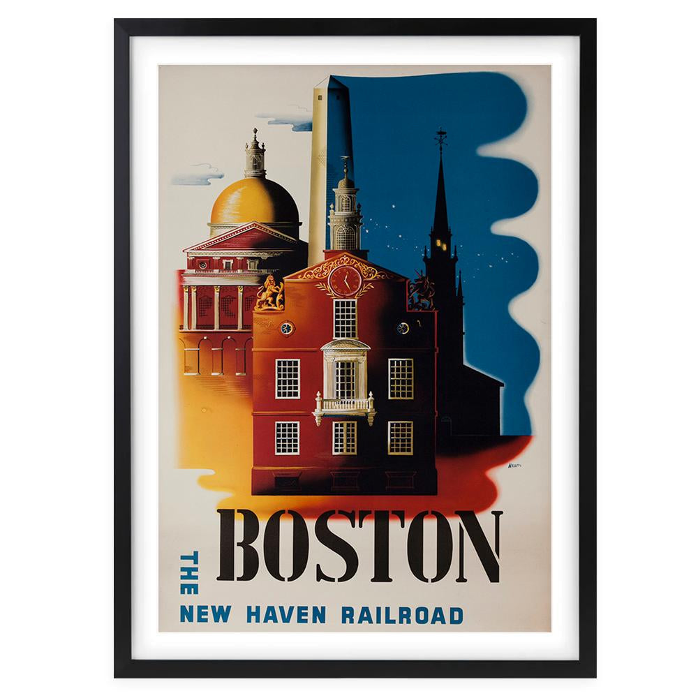 Wall Art's Boston New Haven Railroad Large 105cm x 81cm Framed A1 Art Print