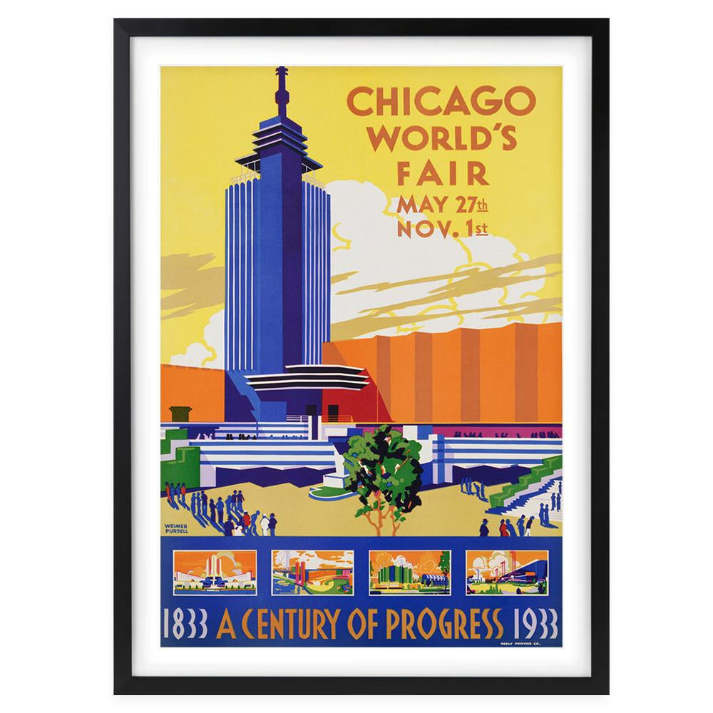 Wall Art's Chicago World S Fair 1933 Large 105cm x 81cm Framed A1 Art Print