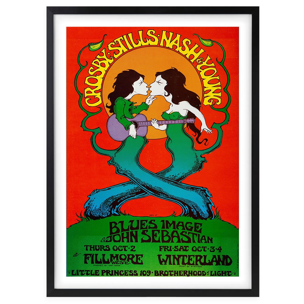 Wall Art's Crosby Stills Nash   Young - Blues Image - 1969 Large 105cm x 81cm Framed A1 Art Print