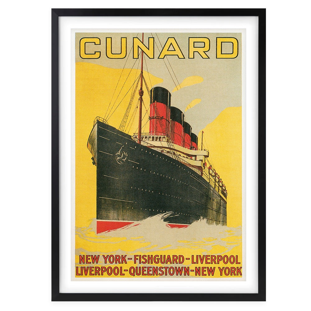 Wall Art's Cunard New York Liverpool Large 105cm x 81cm Framed A1 Art Print