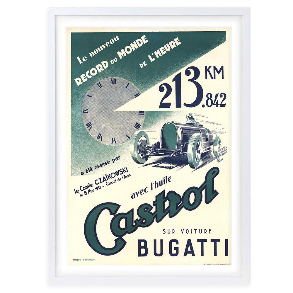 Wall Art's Castrol Bugatti Large 105cm x 81cm Framed A1 Art Print