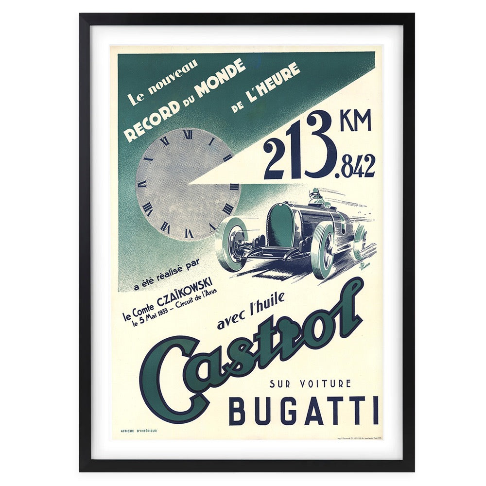 Wall Art's Castrol Bugatti Large 105cm x 81cm Framed A1 Art Print