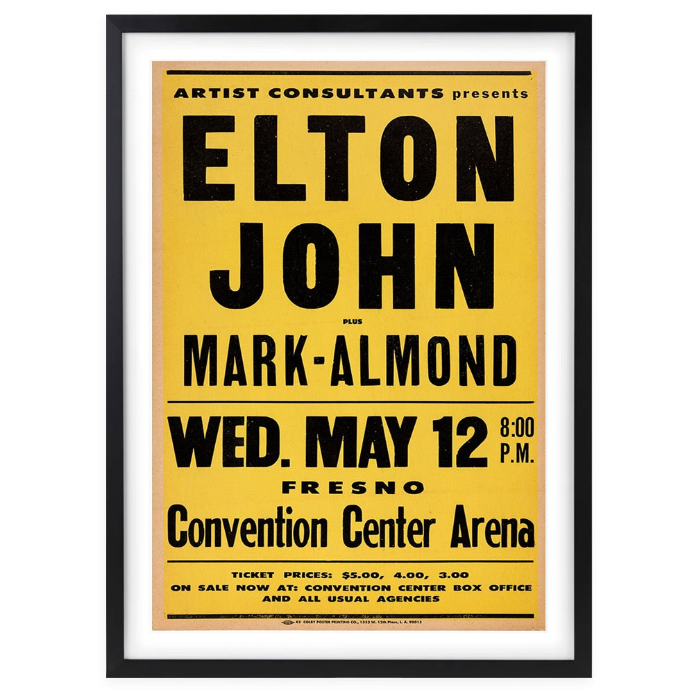 Wall Art's Elton John - Convention Center - 1971 Large 105cm x 81cm Framed A1 Art Print