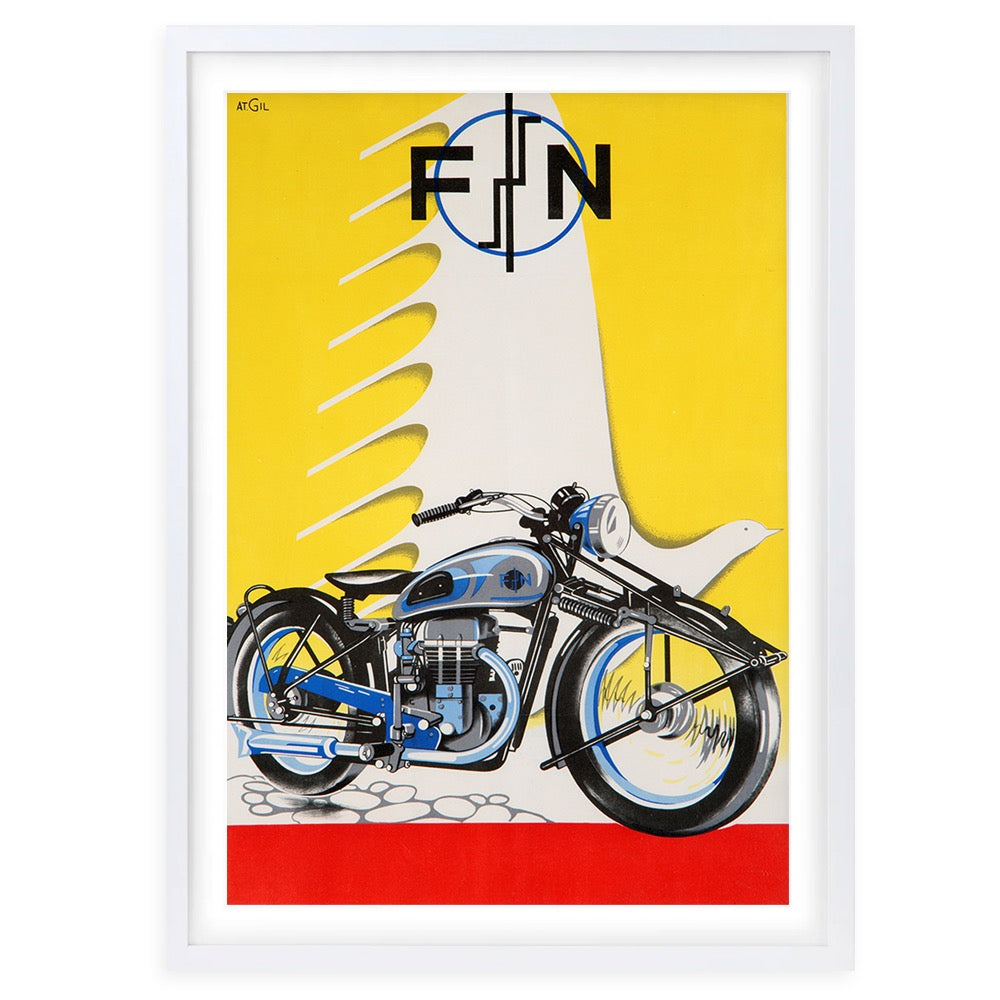 Wall Art's Fn Motorcycles Large 105cm x 81cm Framed A1 Art Print