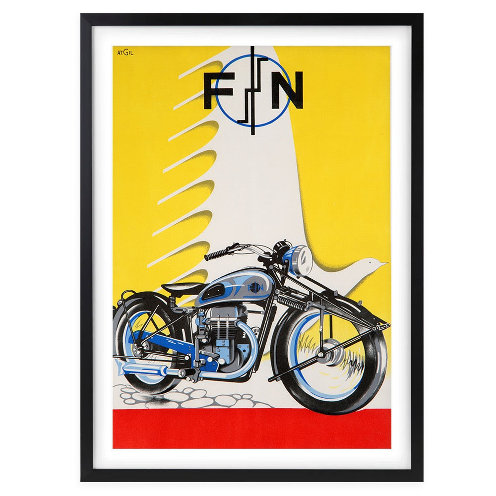 Wall Art's Fn Motorcycles Large 105cm x 81cm Framed A1 Art Print