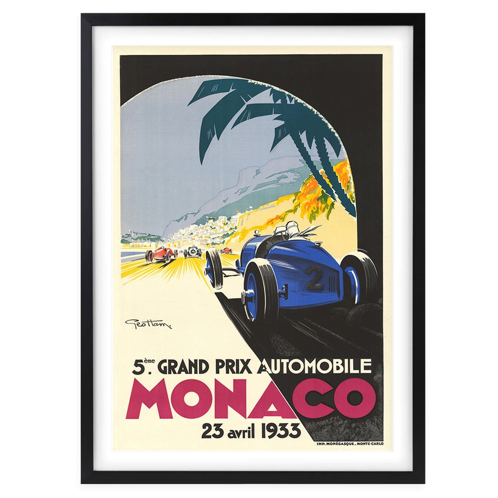 Wall Art's Grand Prix Monaco 1933 Large 105cm x 81cm Framed A1 Art Print