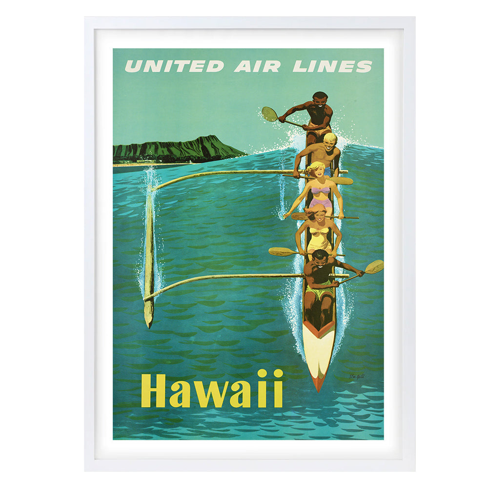 Wall Art's Hawaii United Airlines Large 105cm x 81cm Framed A1 Art Print