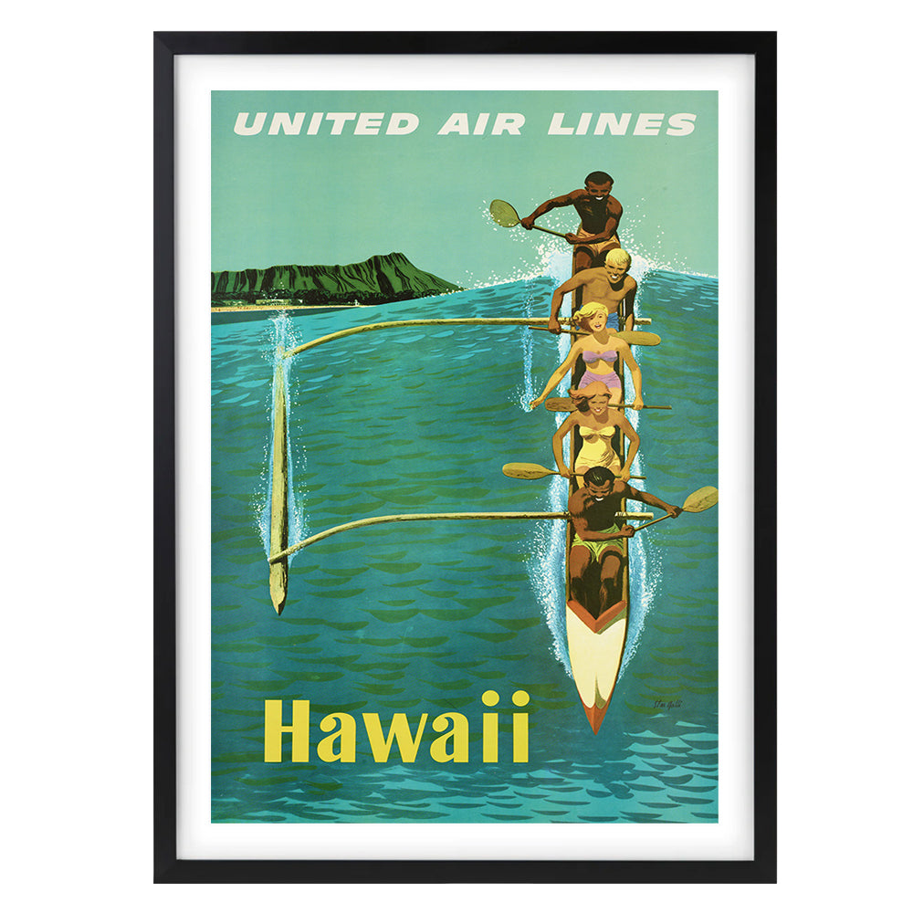 Wall Art's Hawaii United Airlines Large 105cm x 81cm Framed A1 Art Print