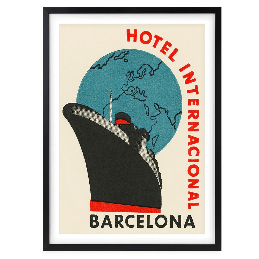 Wall Art's Hotel Internacional Barcelona Large 105cm x 81cm Framed A1 Art Print