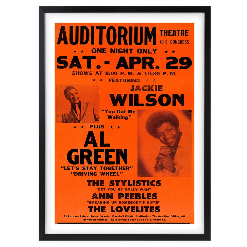 Wall Art's Jackie Wilson - Al Green - 1972 Large 105cm x 81cm Framed A1 Art Print