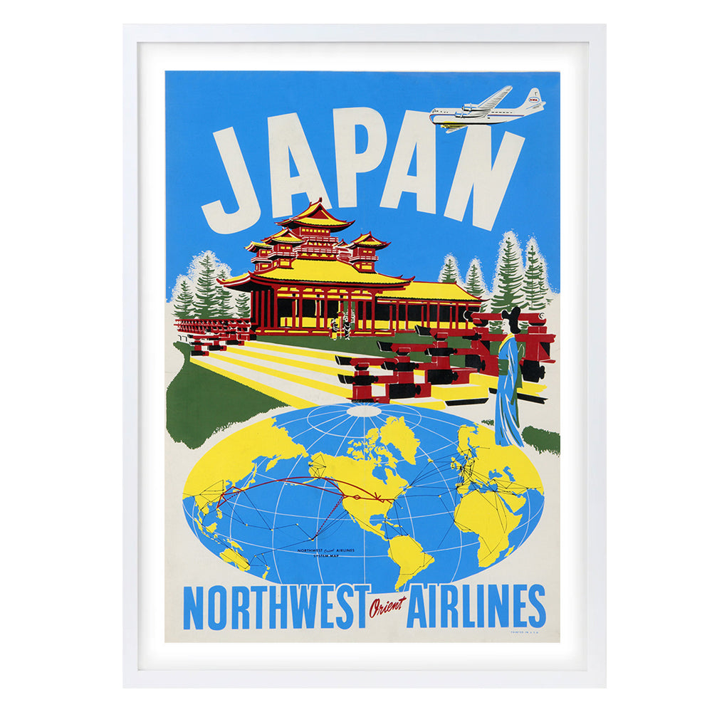 Wall Art's Japan Northwest Airways Large 105cm x 81cm Framed A1 Art Print