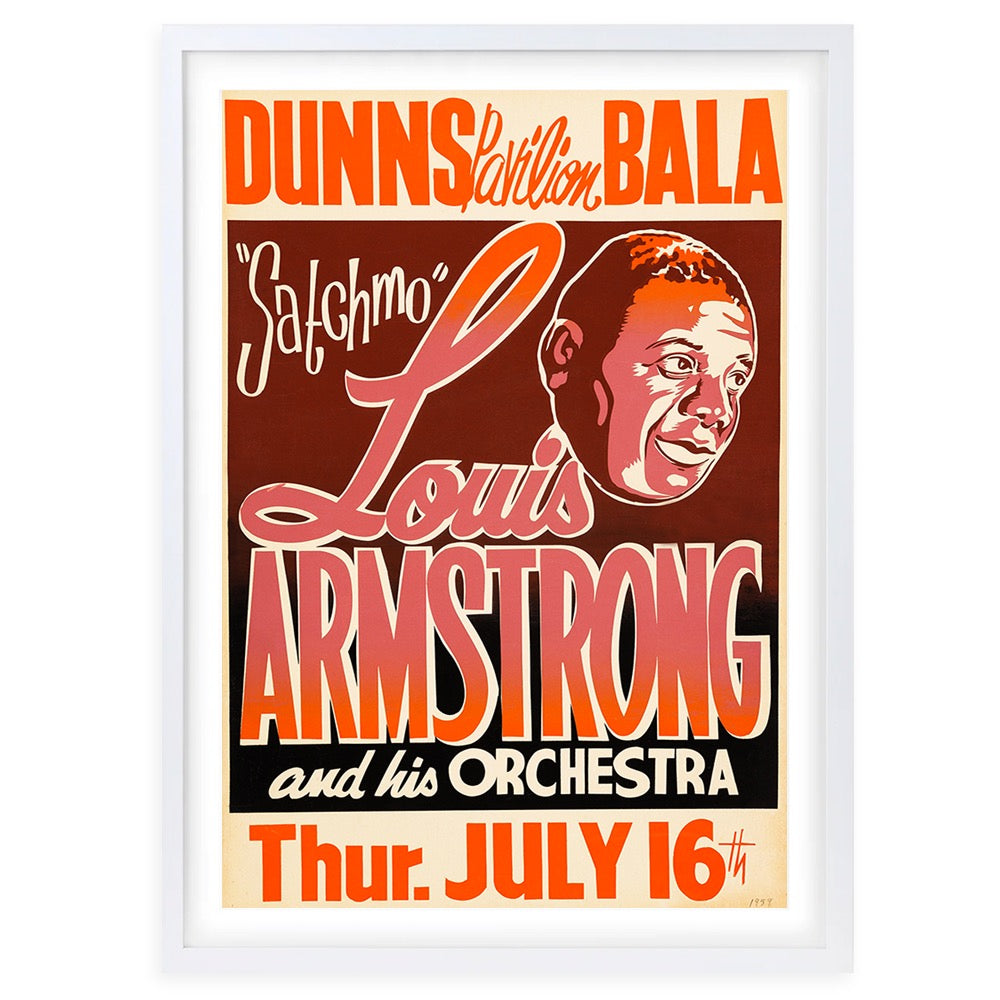 Wall Art's Louis Armstrong - Dunns Bala - 1959 Large 105cm x 81cm Framed A1 Art Print