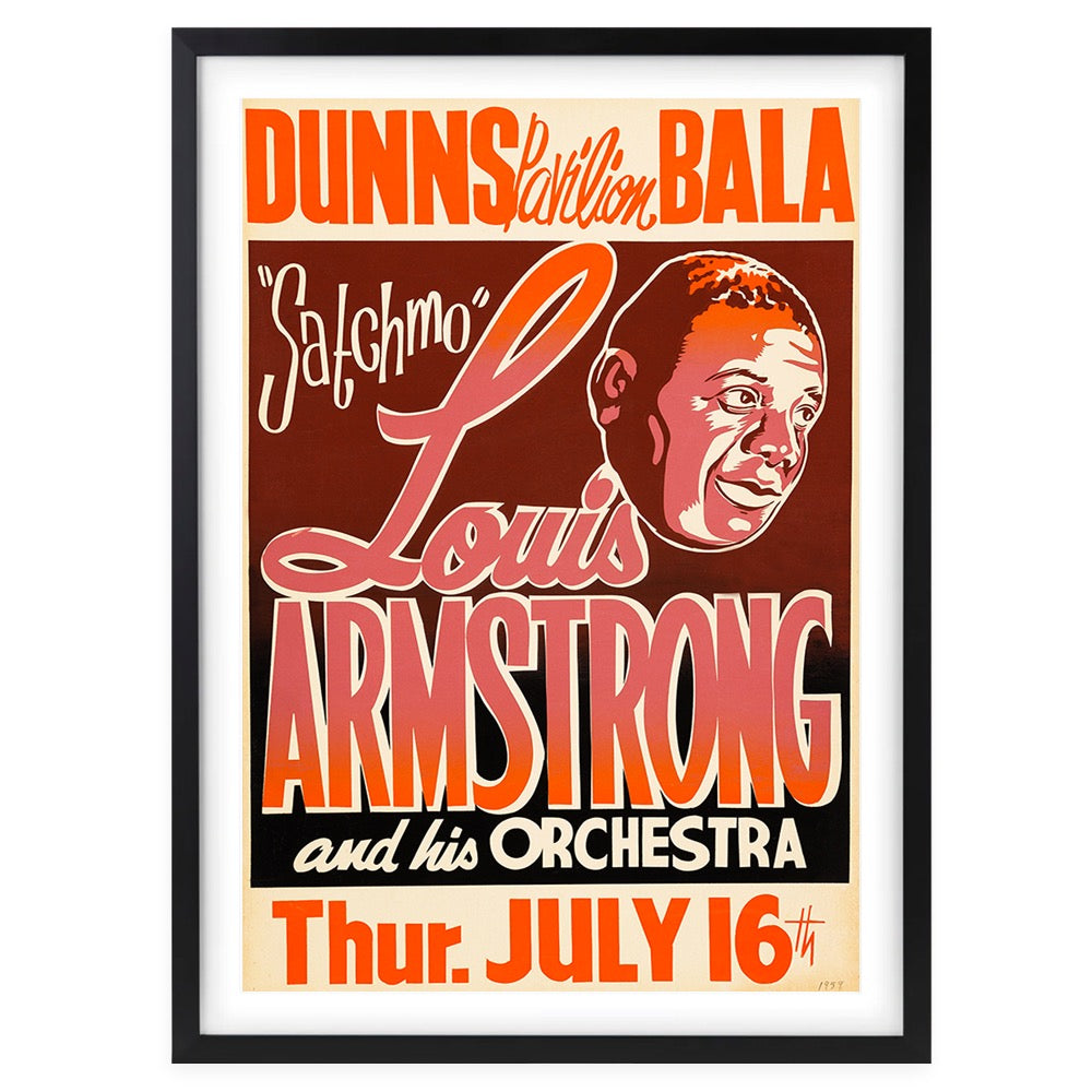 Wall Art's Louis Armstrong - Dunns Bala - 1959 Large 105cm x 81cm Framed A1 Art Print