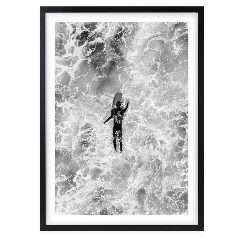 Wall Art's Lone Surfer Large 105cm x 81cm Framed A1 Art Print