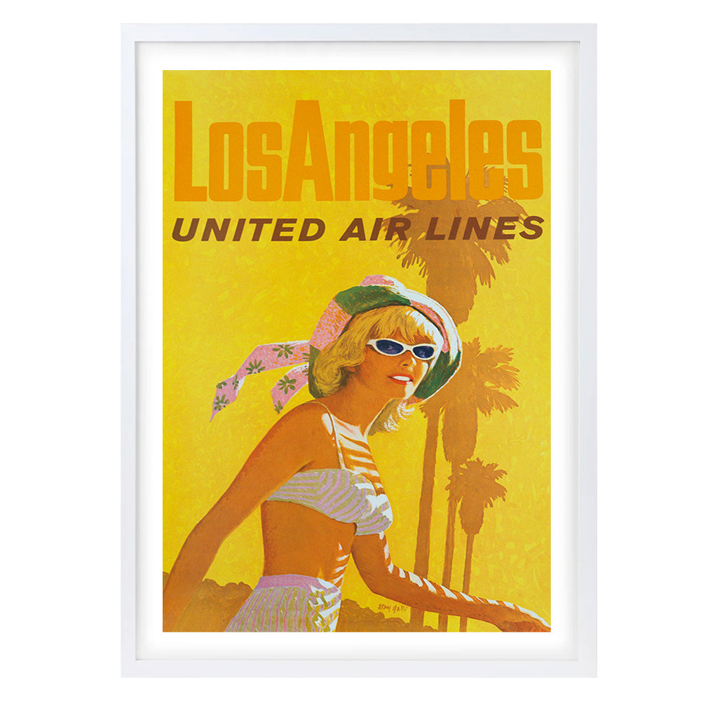 Wall Art's Los Angeles United Airlines Large 105cm x 81cm Framed A1 Art Print