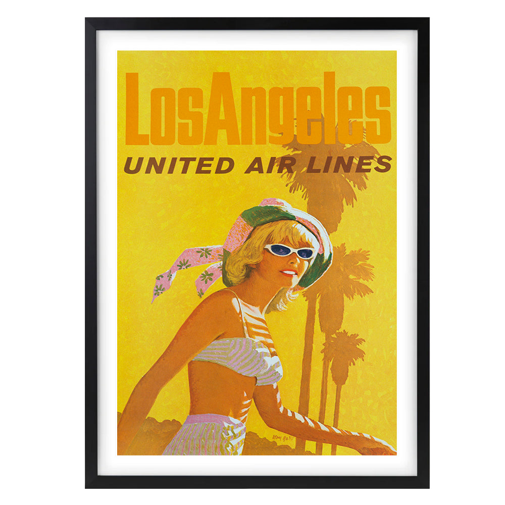 Wall Art's Los Angeles United Airlines Large 105cm x 81cm Framed A1 Art Print