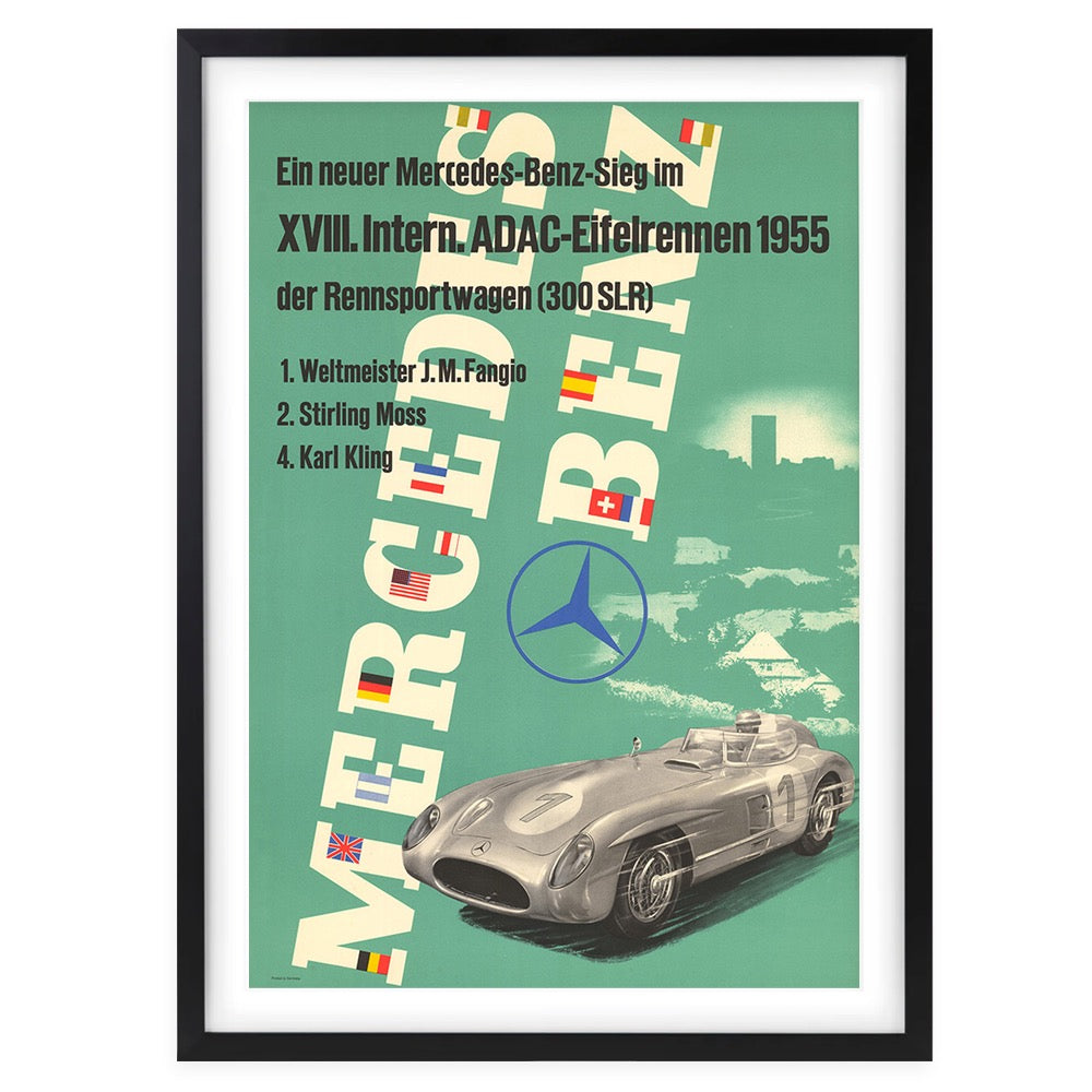 Wall Art's Mercedes Benz 1955 Large 105cm x 81cm Framed A1 Art Print