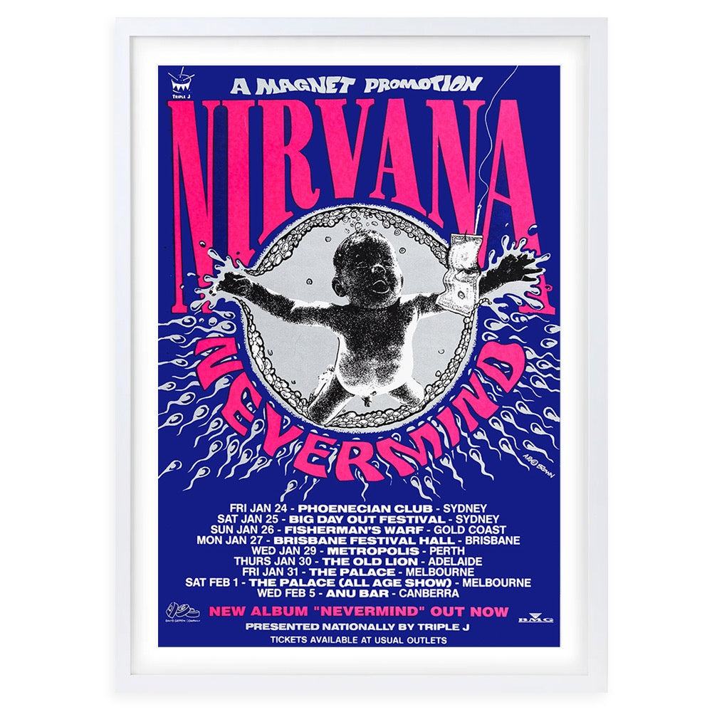 Wall Art's Nirvana - Nevermind Australia - 1992 Large 105cm x 81cm Framed A1 Art Print