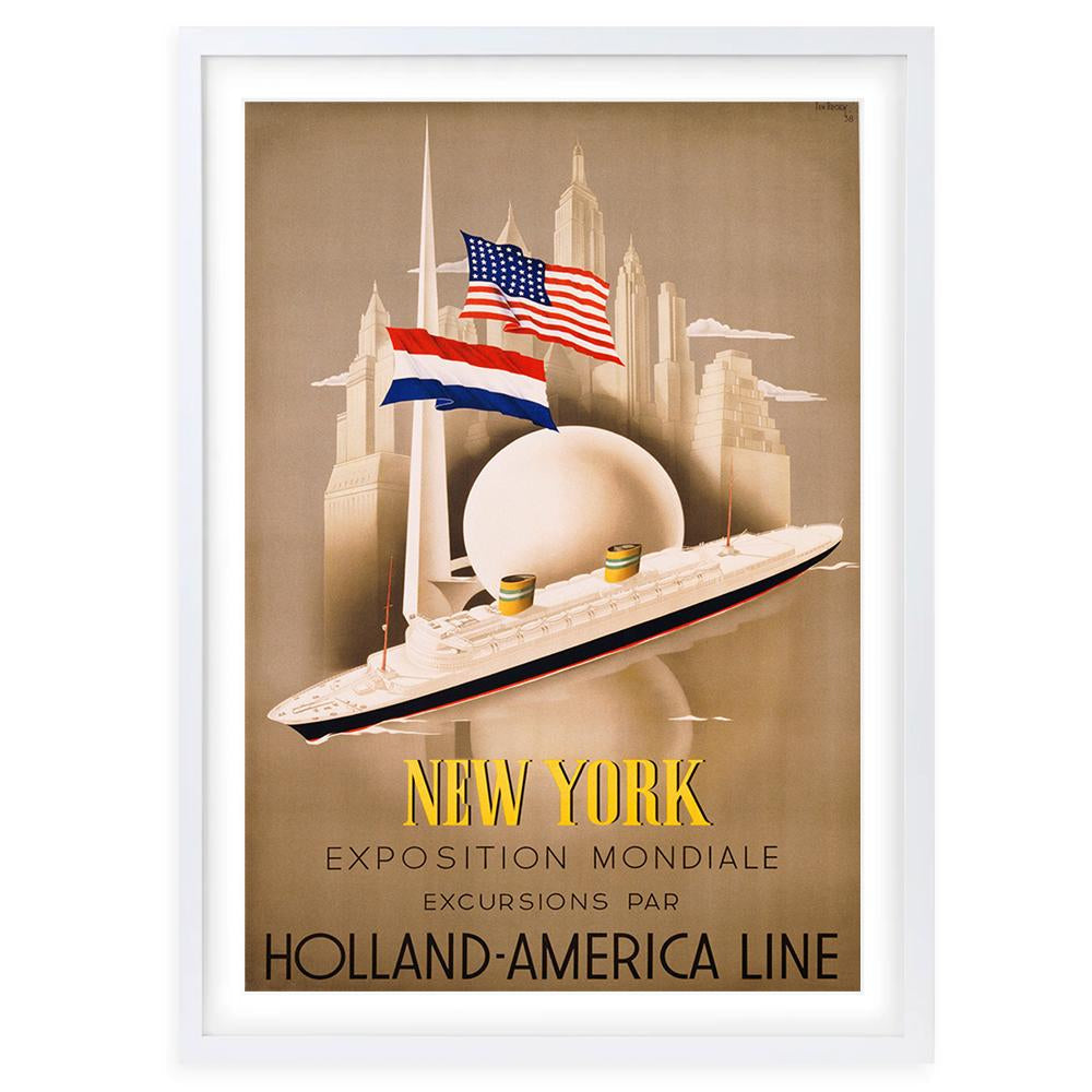 Wall Art's New York Holland America Line Large 105cm x 81cm Framed A1 Art Print