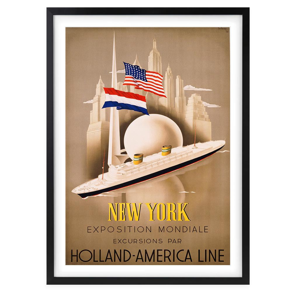 Wall Art's New York Holland America Line Large 105cm x 81cm Framed A1 Art Print